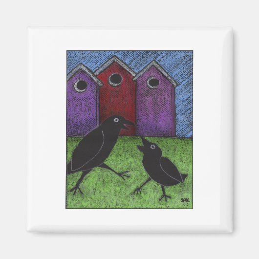 Aimant Jouer aux oiseaux noirs (Devant)