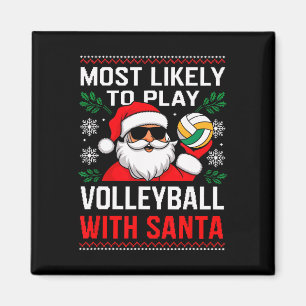 Aimant Jouer le volley-ball Père Noël Christmas Matchi