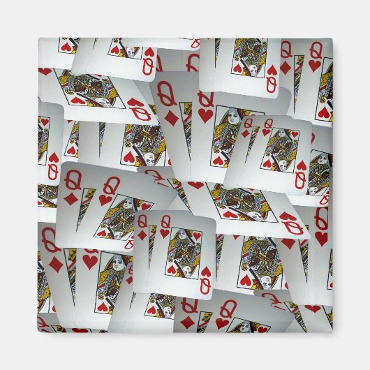 Aimant Jouer Poker Queens Design, (Devant)