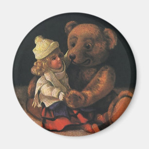 Aimant Jouets de Noël vintage, poupée et ours en peluche