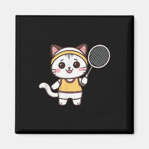 Aimant Joueur de Badminton Chat Drôle Femmes Filles Badmi