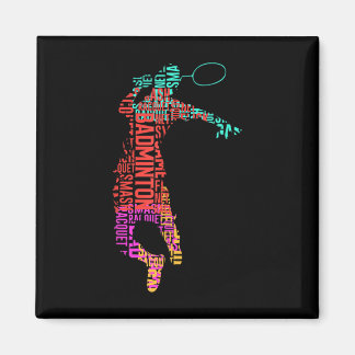 Aimant Joueur de badminton coloré _ Raquette de navette _