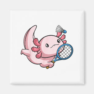 Aimant Joueur de badminton drôle pun kawaii axolotl