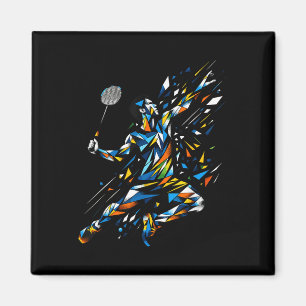Aimant Joueur de badminton en art polygonal Volant Badmin