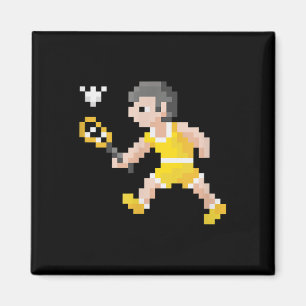Aimant Joueur de badminton en pixel art de jeu vidéo rétr