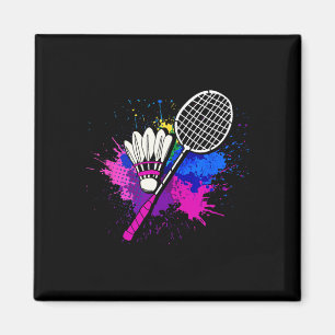 Aimant Joueur de badminton en raquettes colorées