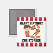 Aimant Joueur de basket-ball rouge et blanc 2e anniversai (Recto/Verso)