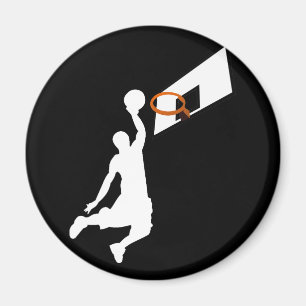 Aimant Joueur de basket-ball Slam Dunk - Silhouette blanc