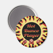 Aimant joueur de bunco chaud avec dés rouges (Recto/Verso)