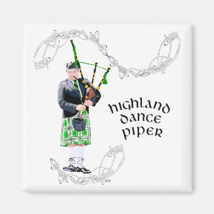 Aimant Joueur de cornemuse en kilt vert