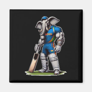 Aimant Joueur de cricket éléphant indien Cricketeur