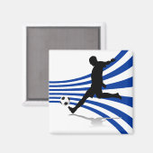 Aimant Joueur de football bleu et blanc (Recto/Verso)