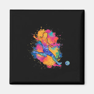Aimant Joueur de football coloré éclaboussure de peinture