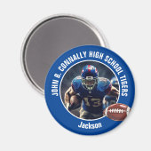 Aimant Joueur de football du lycée bleu photo (Recto/Verso)