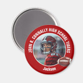 Aimant Joueur de football du lycée Rouge Photo (Recto/Verso)