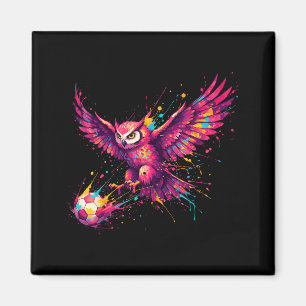 Aimant Joueur de football Hibou Art Peinture Éclaboussure