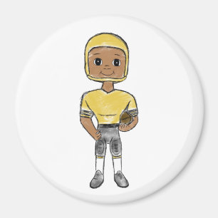 Aimant joueur de football vintage rétro noir jaune simple