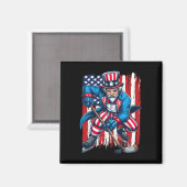 Aimant Joueur de hockey Oncle Sam 4 juillet Drapeau améri (Recto/Verso)
