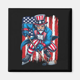 Aimant Joueur de hockey Oncle Sam 4 juillet Drapeau améri
