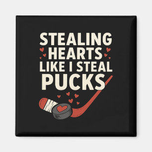 Aimant Joueur de hockey sur glace volant des coeurs comme