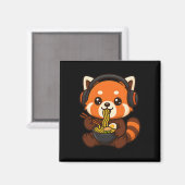 Aimant Joueur de Red Panda Gaming mangeant du Ramen  (Recto/Verso)