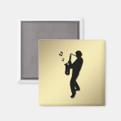 Aimant Joueur de saxophone doré (Recto/Verso)