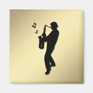 Aimant Joueur de saxophone doré