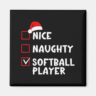 Aimant Joueur de softball mignon et vilain liste de Noël