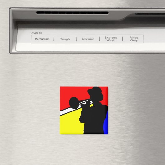 Aimant Joueur en trombone en silhouette, art de style mon (In Situ (Lave-vaisselle))