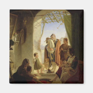 Aimant Joueur napolitain de cornemuse à Rome hivernal,