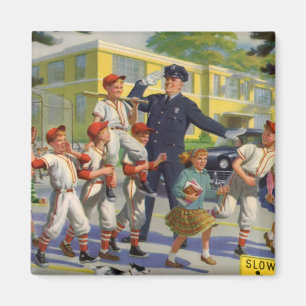 Aimant Joueurs de baseball vintages et garde-frontières d
