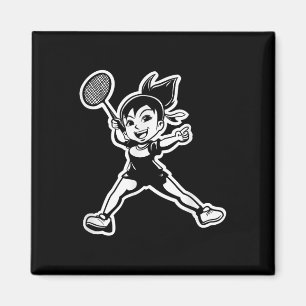 Aimant Joueuse de badminton en bande dessinée