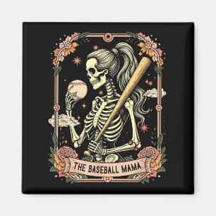 Aimant Joueuse de baseball maman fête des mères squelette