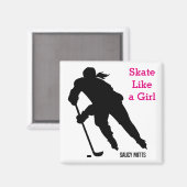 Aimant Joueuse de hockey sur glace féminine Patinage comm (Recto/Verso)