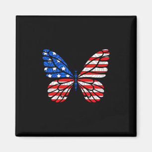 Aimant Jour 4 Juillet Drapeau américain Papillon américai
