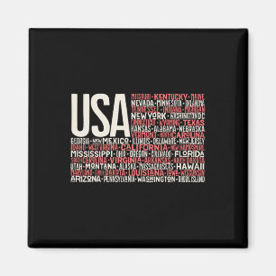 Aimant Jour 4 Juillet Usa Drapeau Amérique Carte d'Etat N