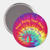 Aimant Jour d'anniversaire mignon Tie Dye Favorise avec v (Recto/Verso)