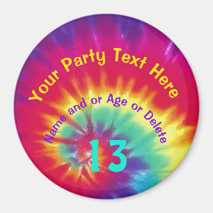 Aimant Jour d'anniversaire mignon Tie Dye Favorise avec v