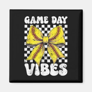 Aimant Jour de jeu Vibes Coquette Bow Softball Mama Softb