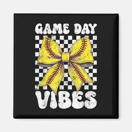 Aimant Jour de jeu Vibes Coquette Bow Softball Mama Softb (Devant)