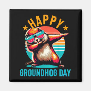 Aimant Jour de la marmotte Happy Dabbing Marmotte Enfants