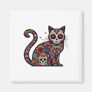 Aimant Jour De La Mort Cinco De Mayo Cat Crâne Sucre Dia