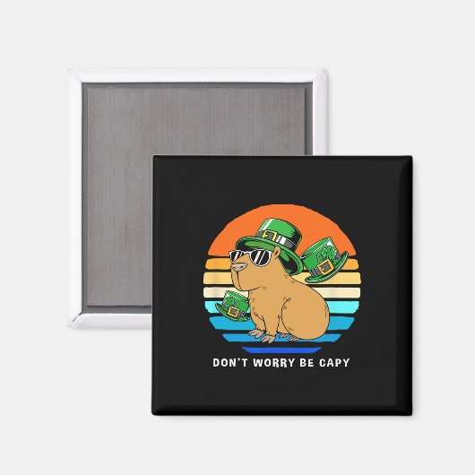 Aimant Jour de la Saint Patrick Capybyra Ne vous inquiéte (Recto/Verso)