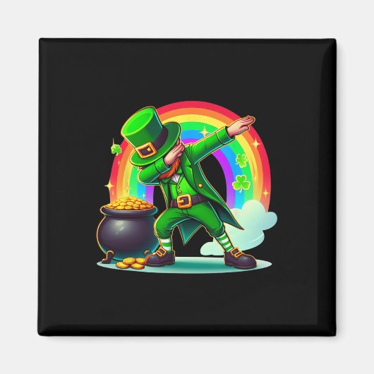 Aimant Jour de la Saint Patrick Dabbing Leprechaun Garçon (Devant)