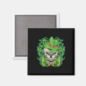 Aimant Jour de la Saint Patrick Leprechaun Shamrock crâne (Recto/Verso)