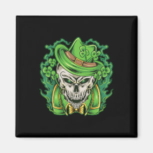 Aimant Jour de la Saint Patrick Leprechaun Shamrock crâne
