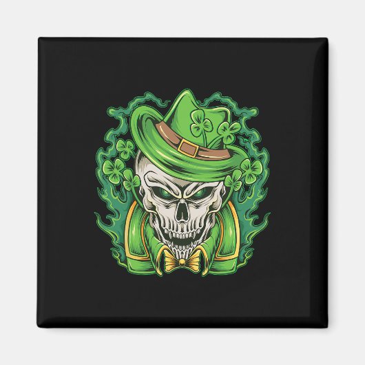 Aimant Jour de la Saint Patrick Leprechaun Shamrock crâne (Devant)
