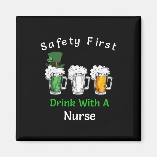 Aimant Jour de la Saint Patrick - Sécurité D'Abord Boire (Devant)