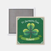 Aimant Jour de la Saint Patrick Shamrock rétro (Recto/Verso)