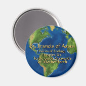 Aimant Jour de la Terre & bouton Saint François d'Assise (Recto/Verso)